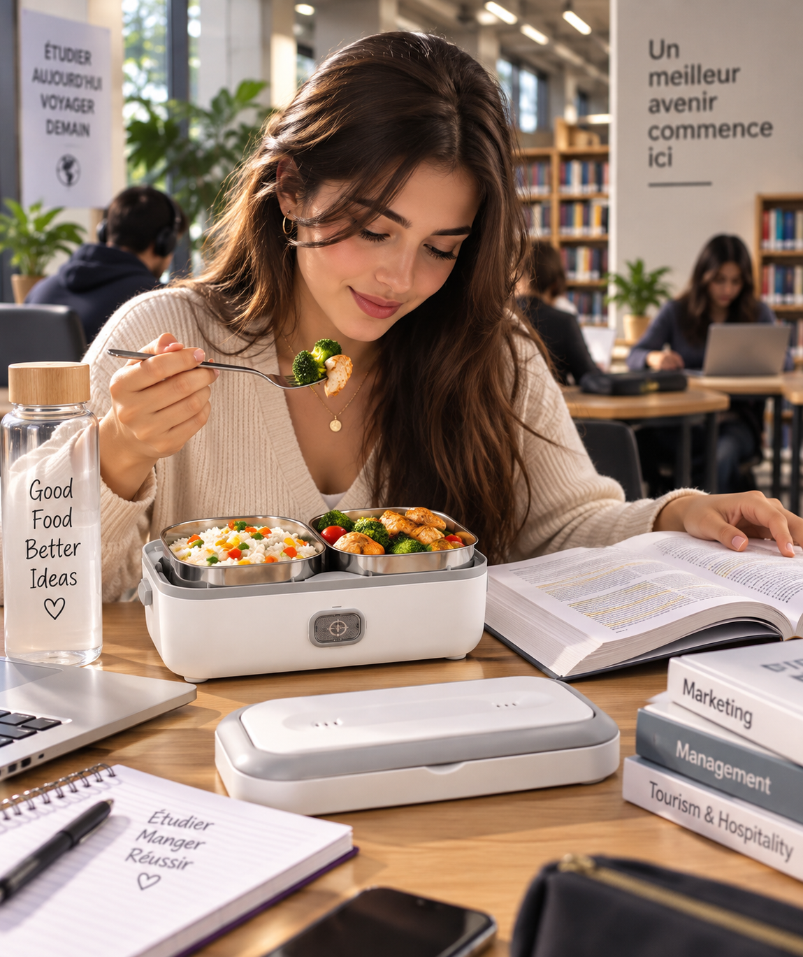 Lunch Box مفتوحة بطبقتين
